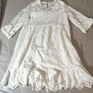 Pink Blush White lace maternity dress